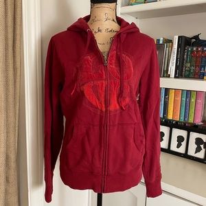 Lucky Brand red sweatshirt with velvet and hood